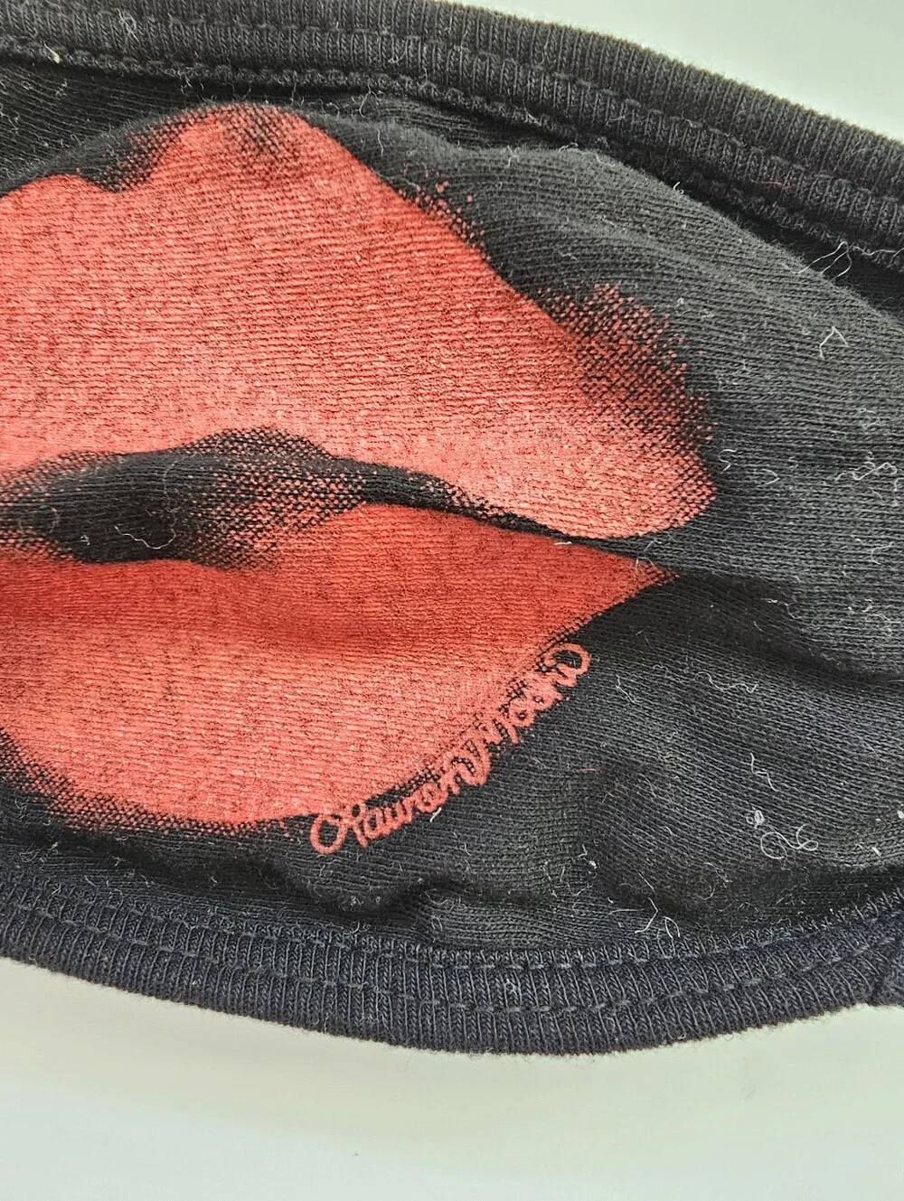 Lauren Moshi Red Lips Face Mask - Black Cotton Hand Drawn Graphic - LA Made